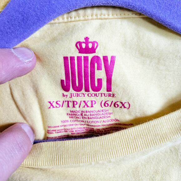 Juicy Girls Size XS Tee Shirt Yellow With Daisy Crown Graphic Preppy Y2K - Picture 4 of 4